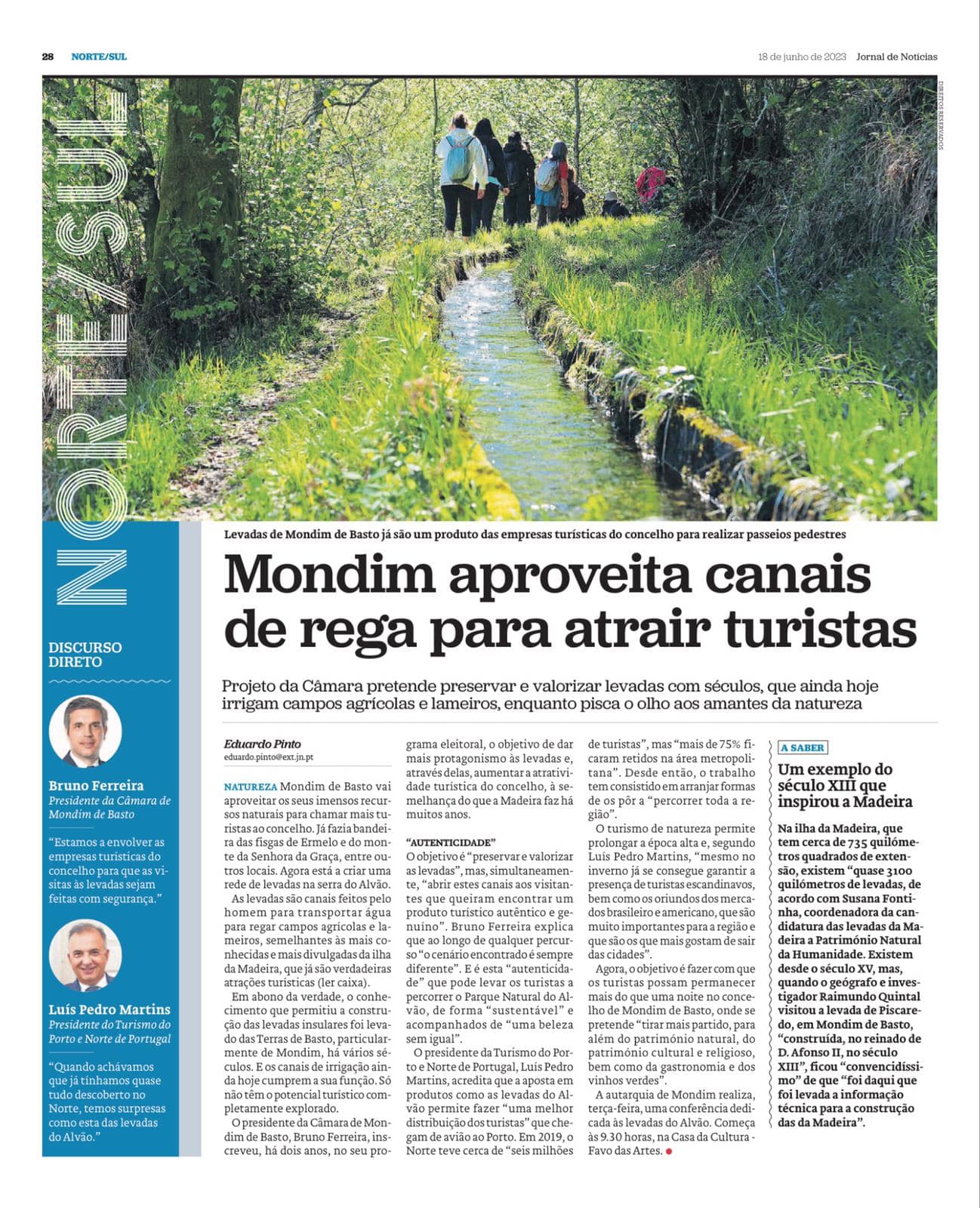 Levadas do Alvão em destaque no Jornal de Notícias